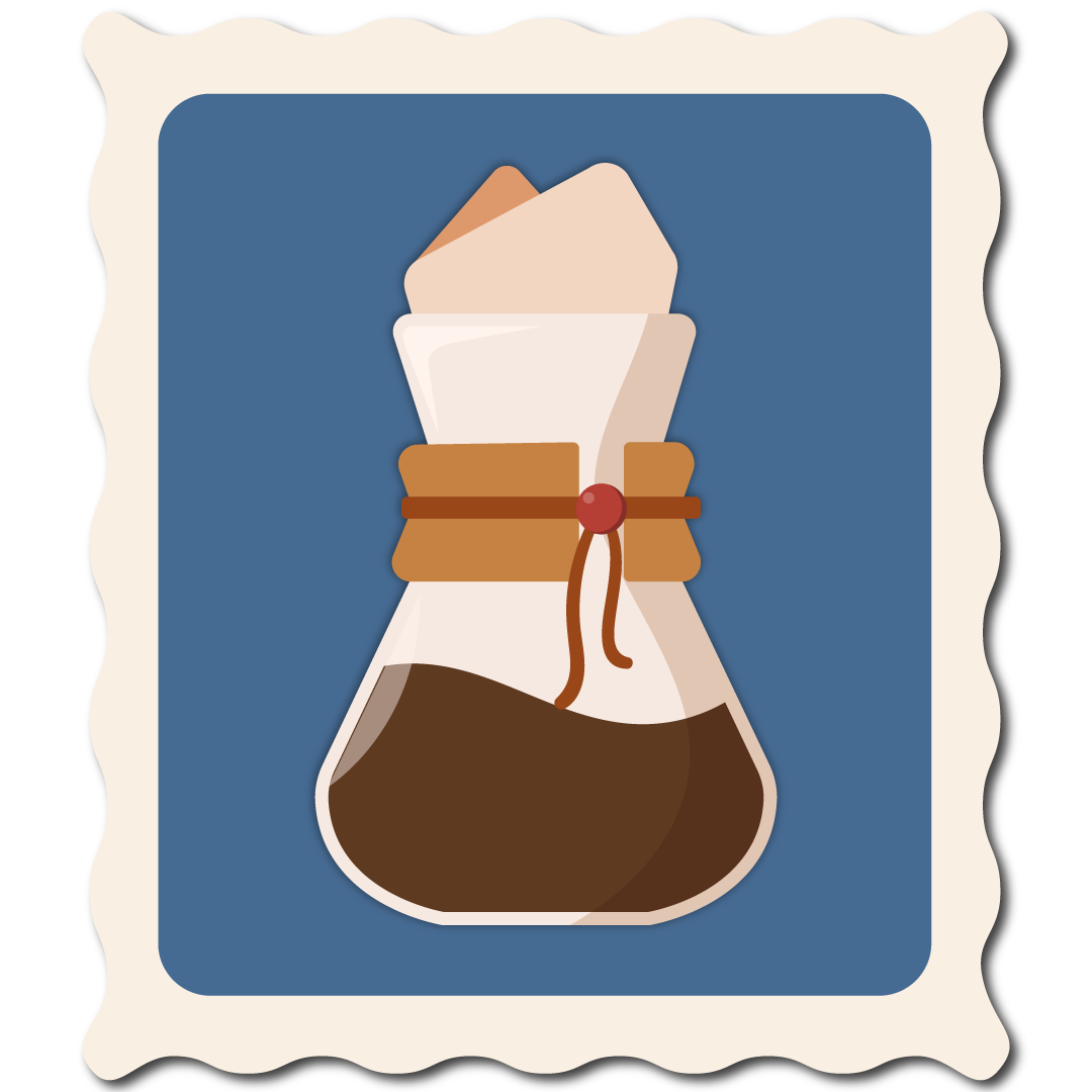 stylized graphic stamp of a Chemex.