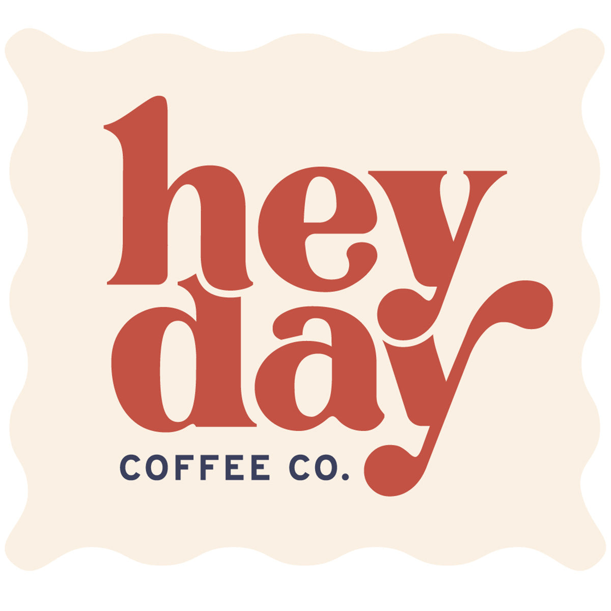stacked Heyday Coffee Co logo inside a wavy square border.