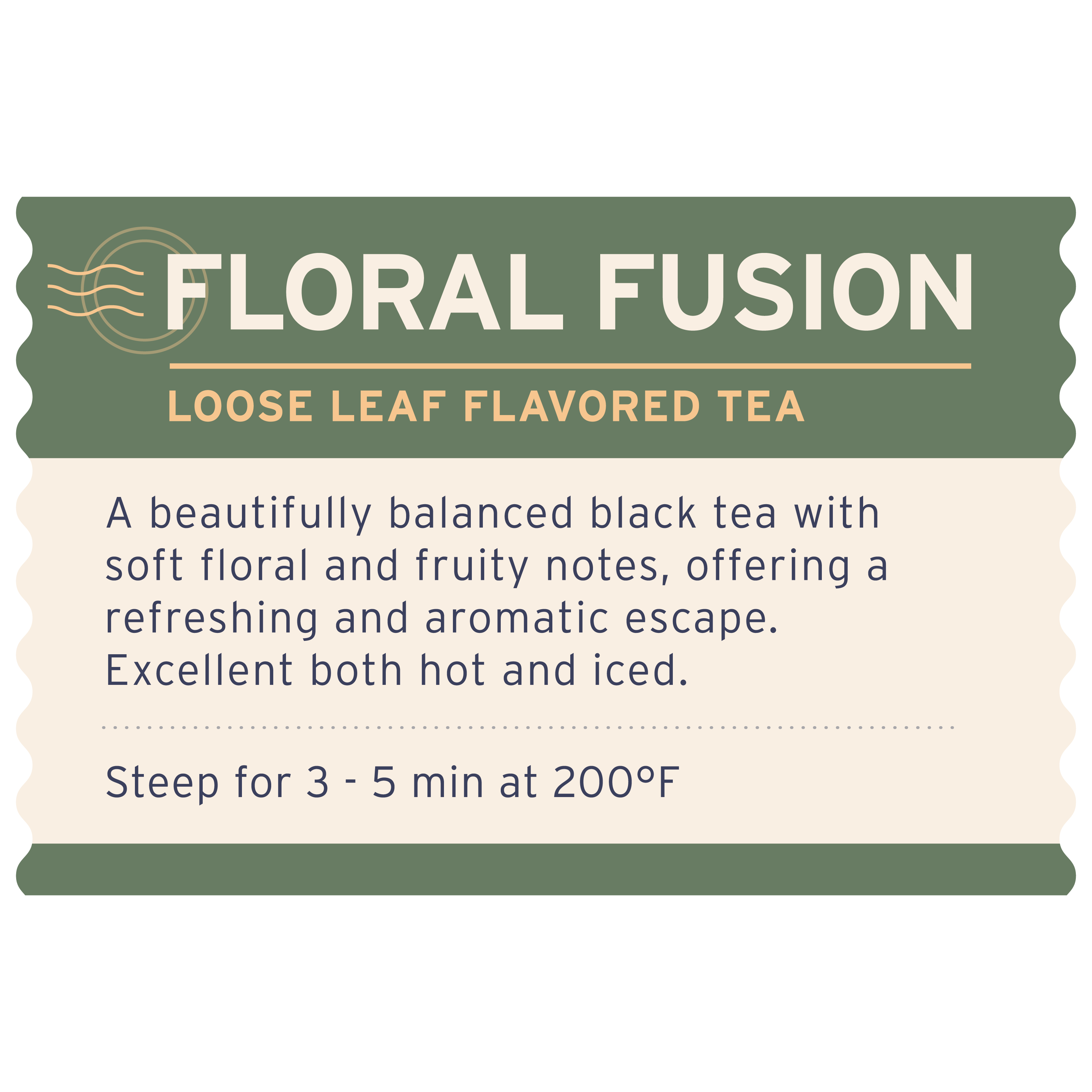 Floral Fusion Tea - Label Detail - Heyday Coffee Co.