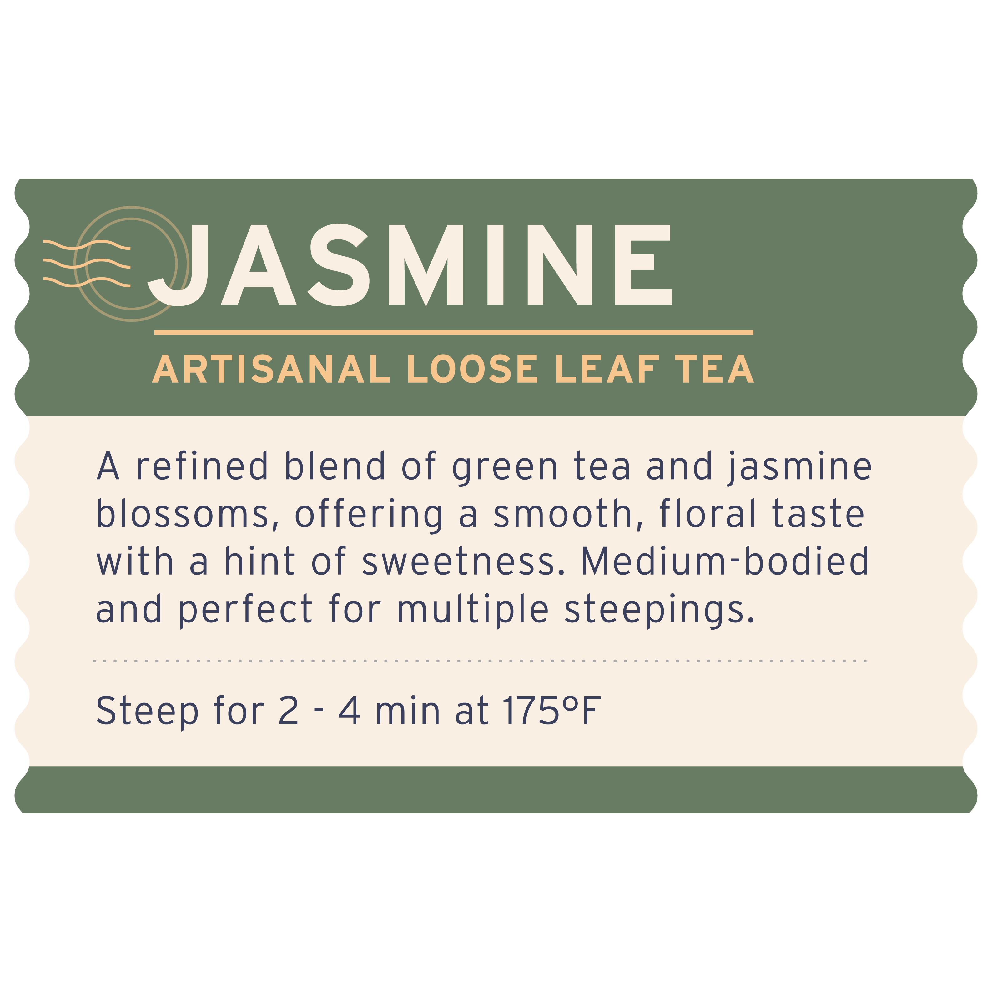 Jasmine Tea - Label Detail - Heyday Coffee Co.