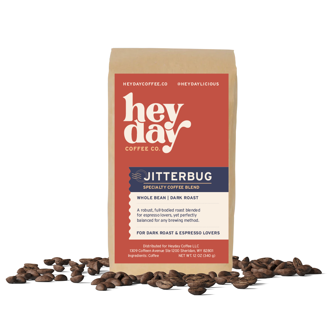 Jitterbug Blend - Bag on Bed of Beans - Heyday Coffee Co.