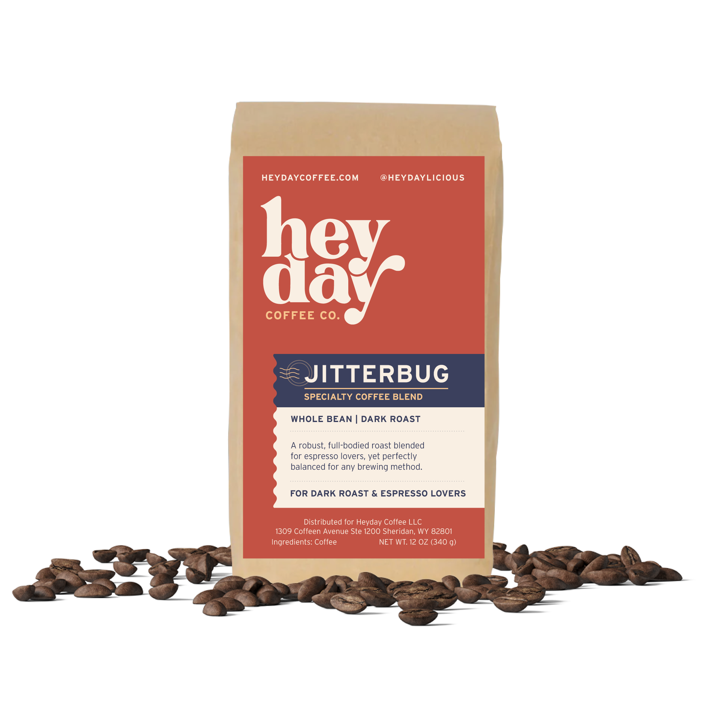 Jitterbug Blend - Bag on Bed of Beans - Heyday Coffee Co.