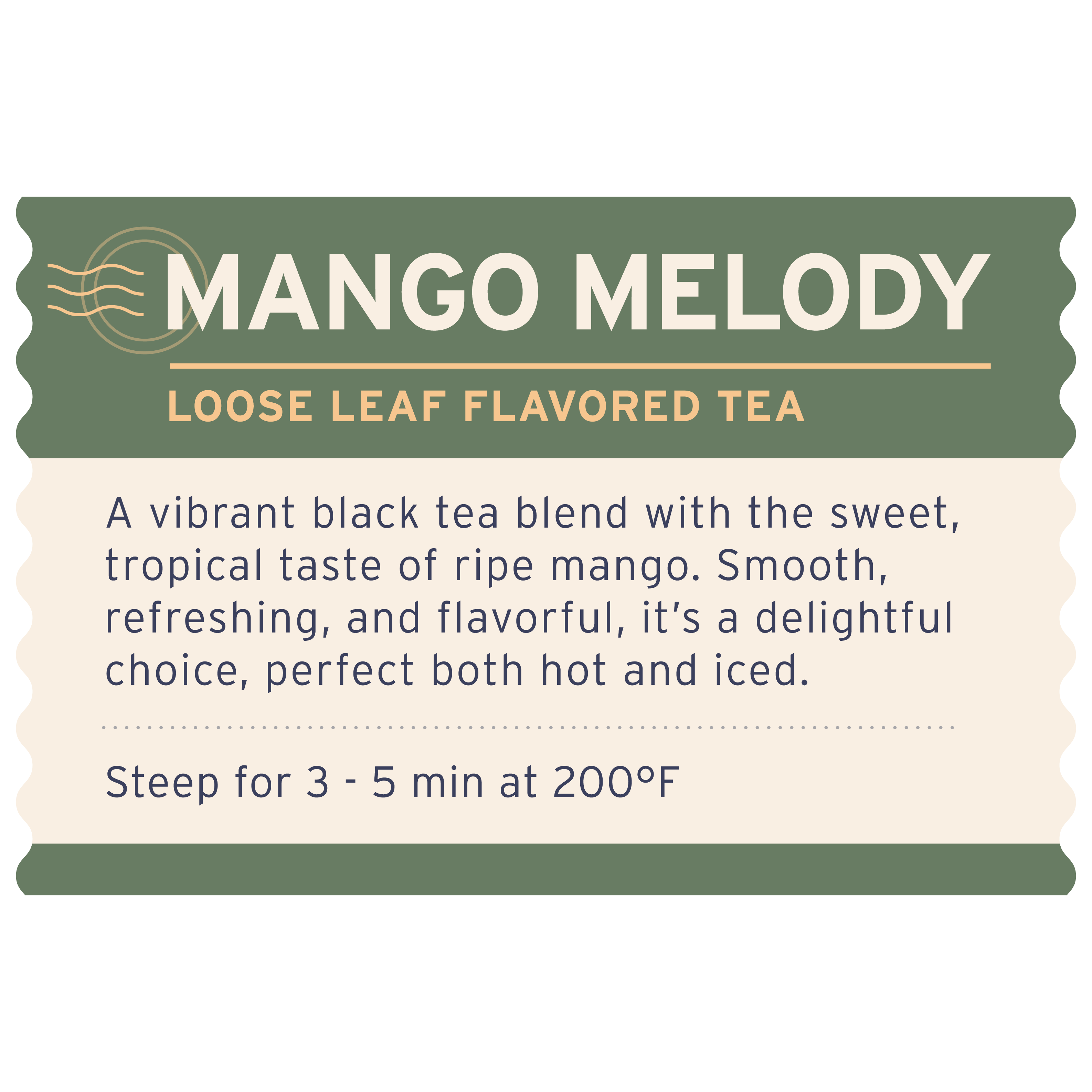 Mango Melody Tea - Label Detail - Heyday Coffee Co.