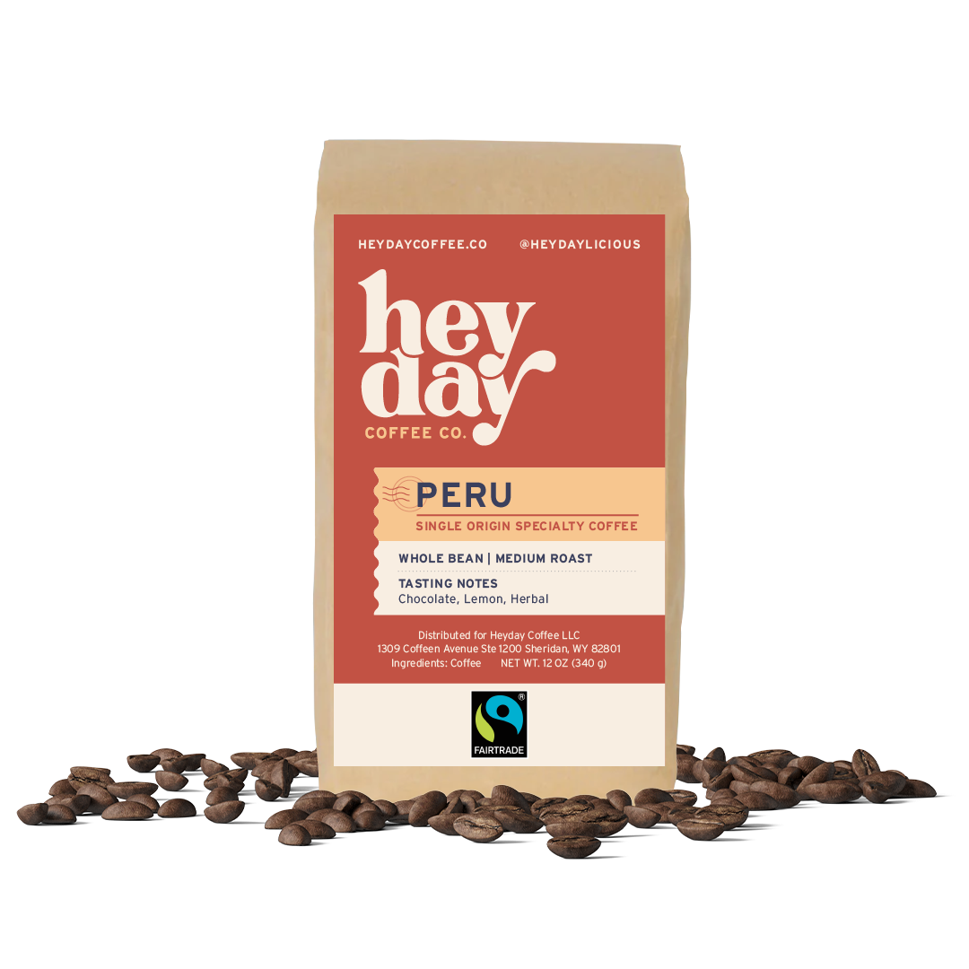 Peru - Bag on Bed of Beans - Heyday Coffee Co.