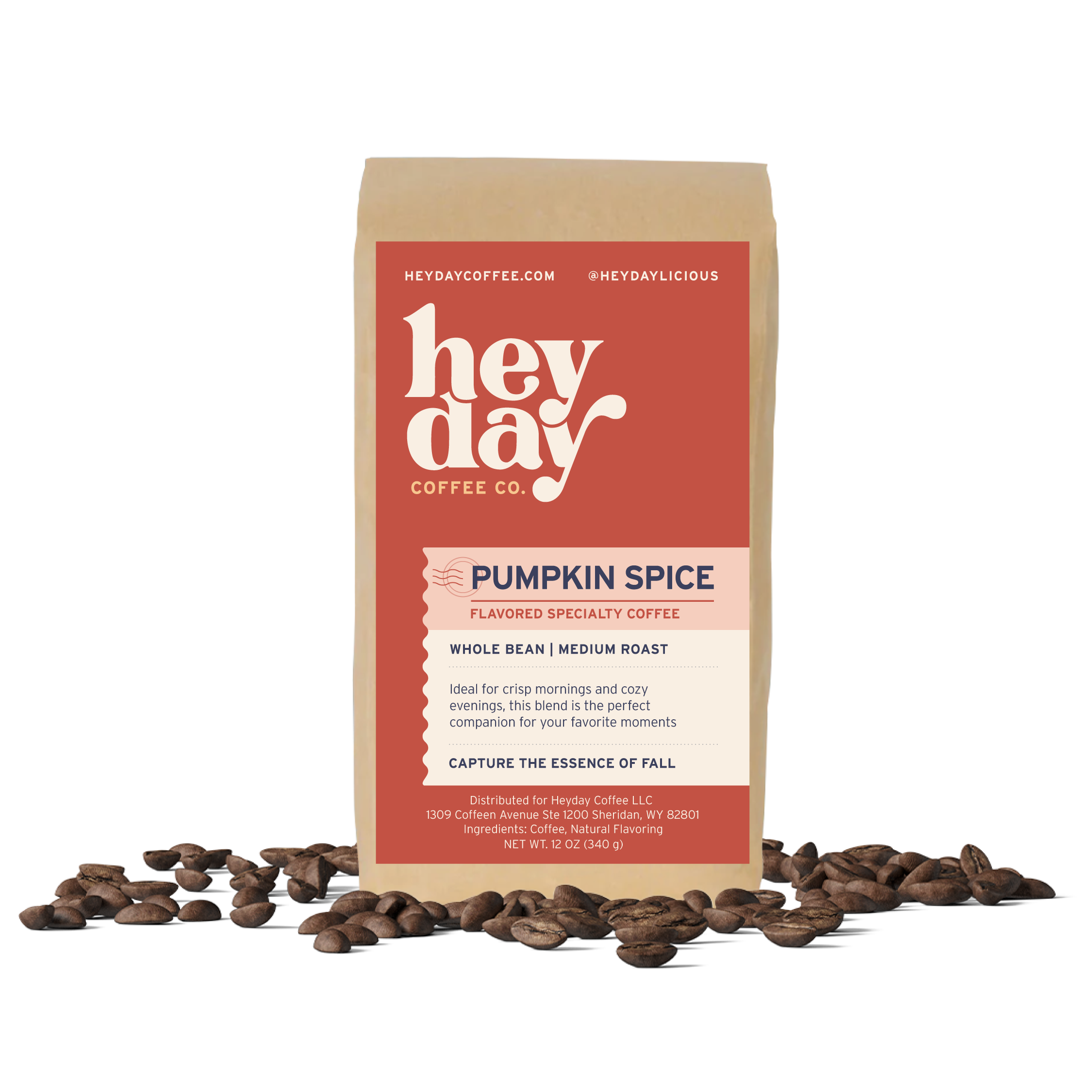 Pumpkin Spice - Bag on Bed of Beans - Heyday Coffee Co.