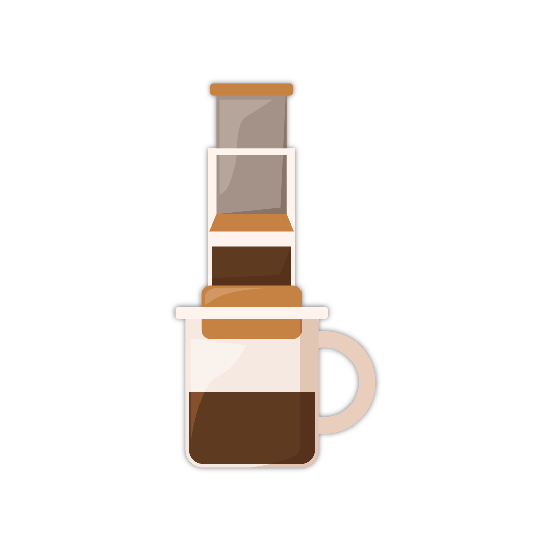 stylized graphic of an Aeropress.