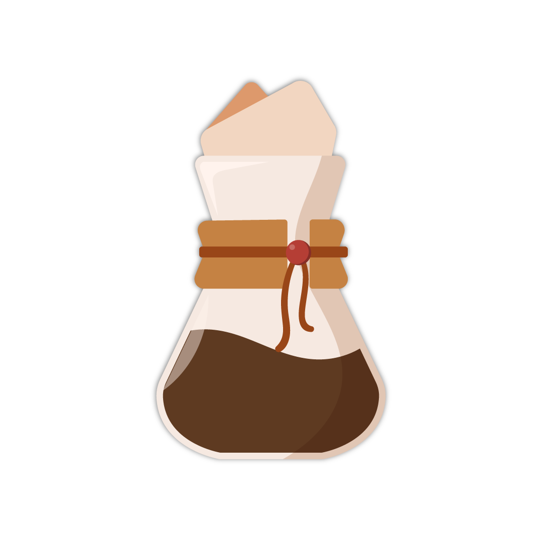 stylized graphic of a Chemex.