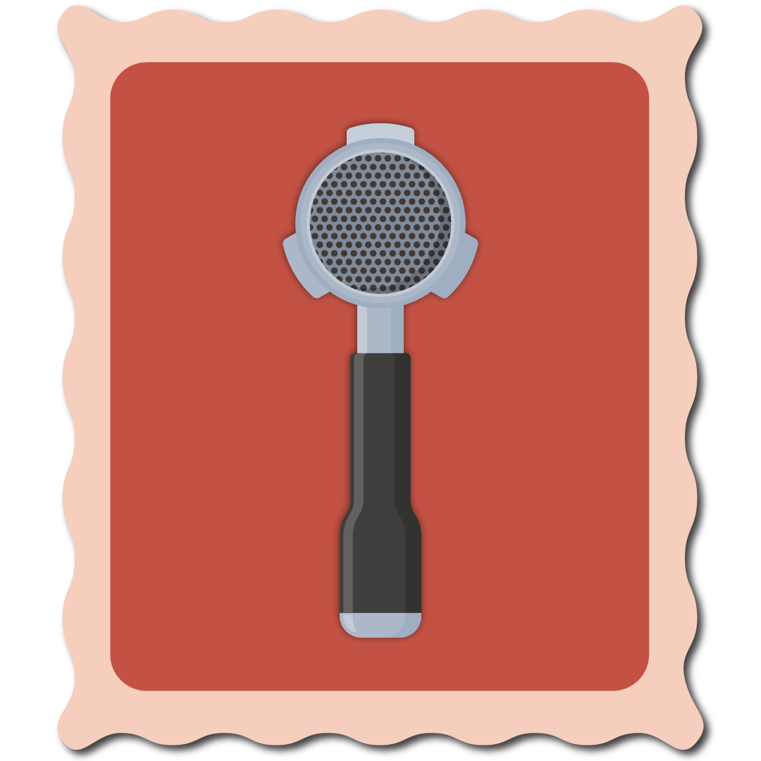 stylized graphic stamp of an Espresso portafilter.