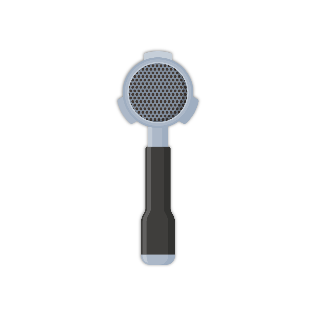 stylized graphic of an Espresso portafilter.