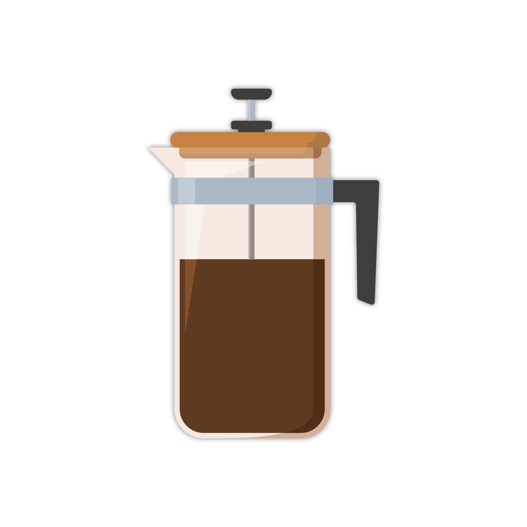 stylized graphic of a French Press.