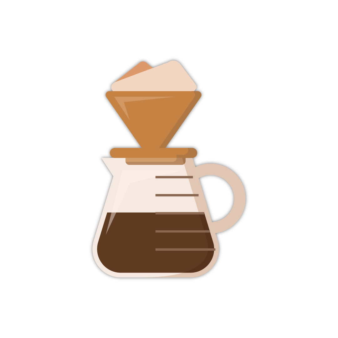 stylized stamp of a V60 on a carafe.