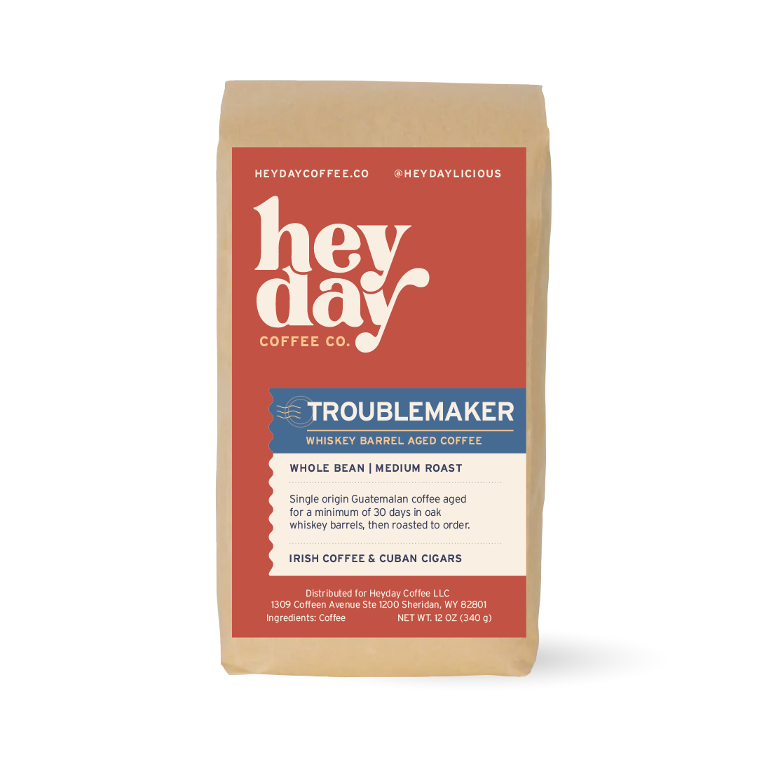 Troublemaker Whiskey Barrel Aged - Bag Image - Heyday Coffee Co.